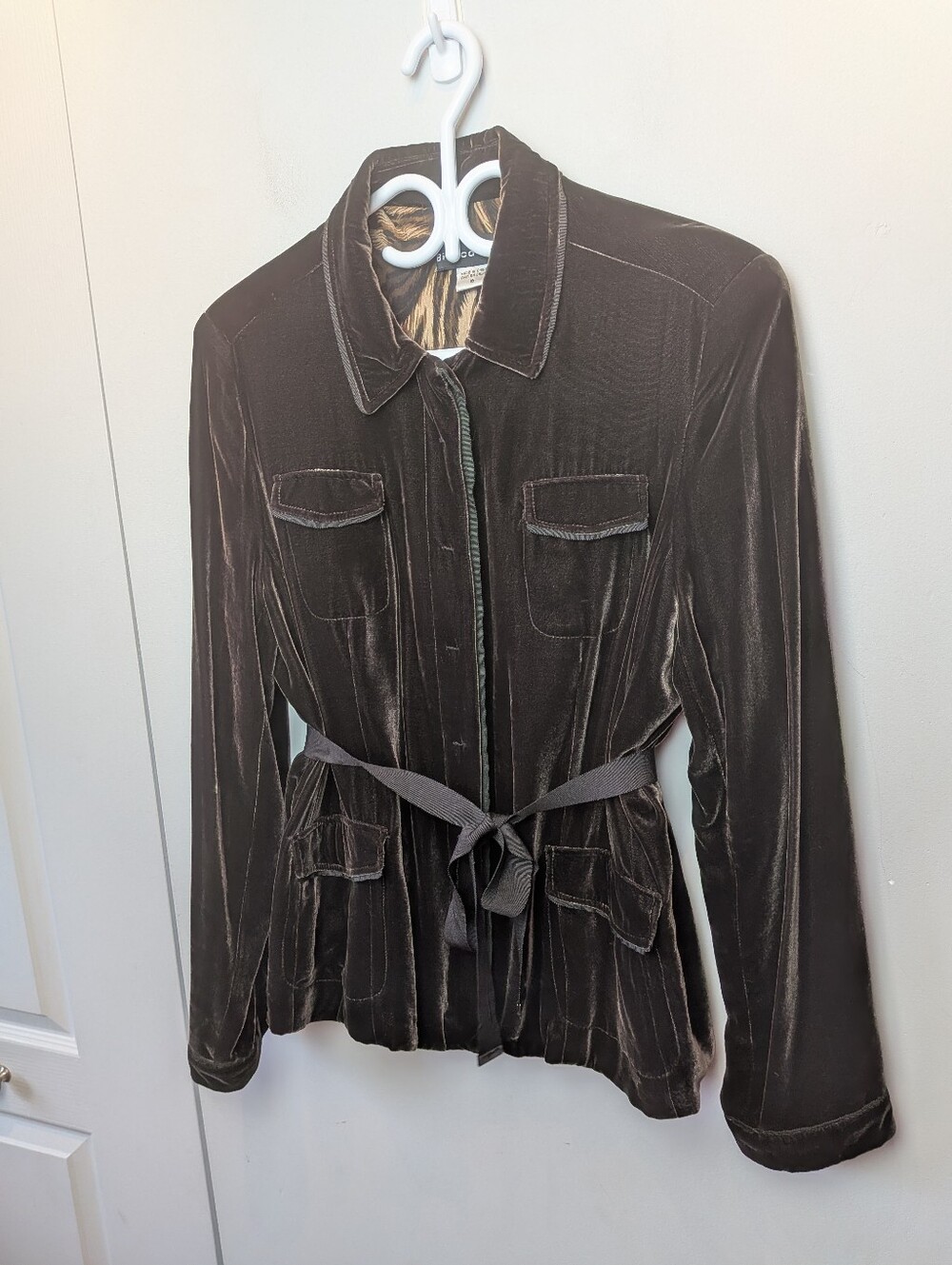 BIANCA NYGARD Velvet Women Blazer Brown Color Mix Of Silk Size 16 Plus Size Y2k